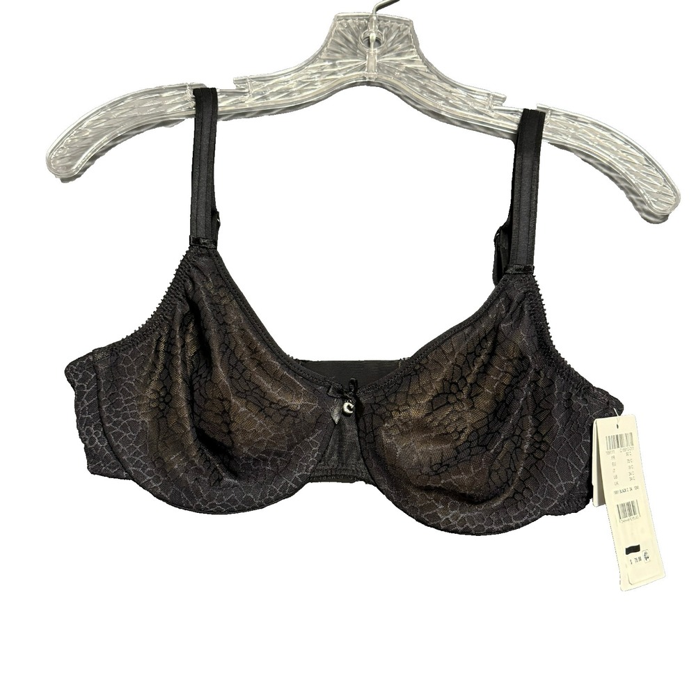 Chantelle Minimizer Bra 34C Black Lace Coquette Goth Underwire C18910‎ Luxe NWT